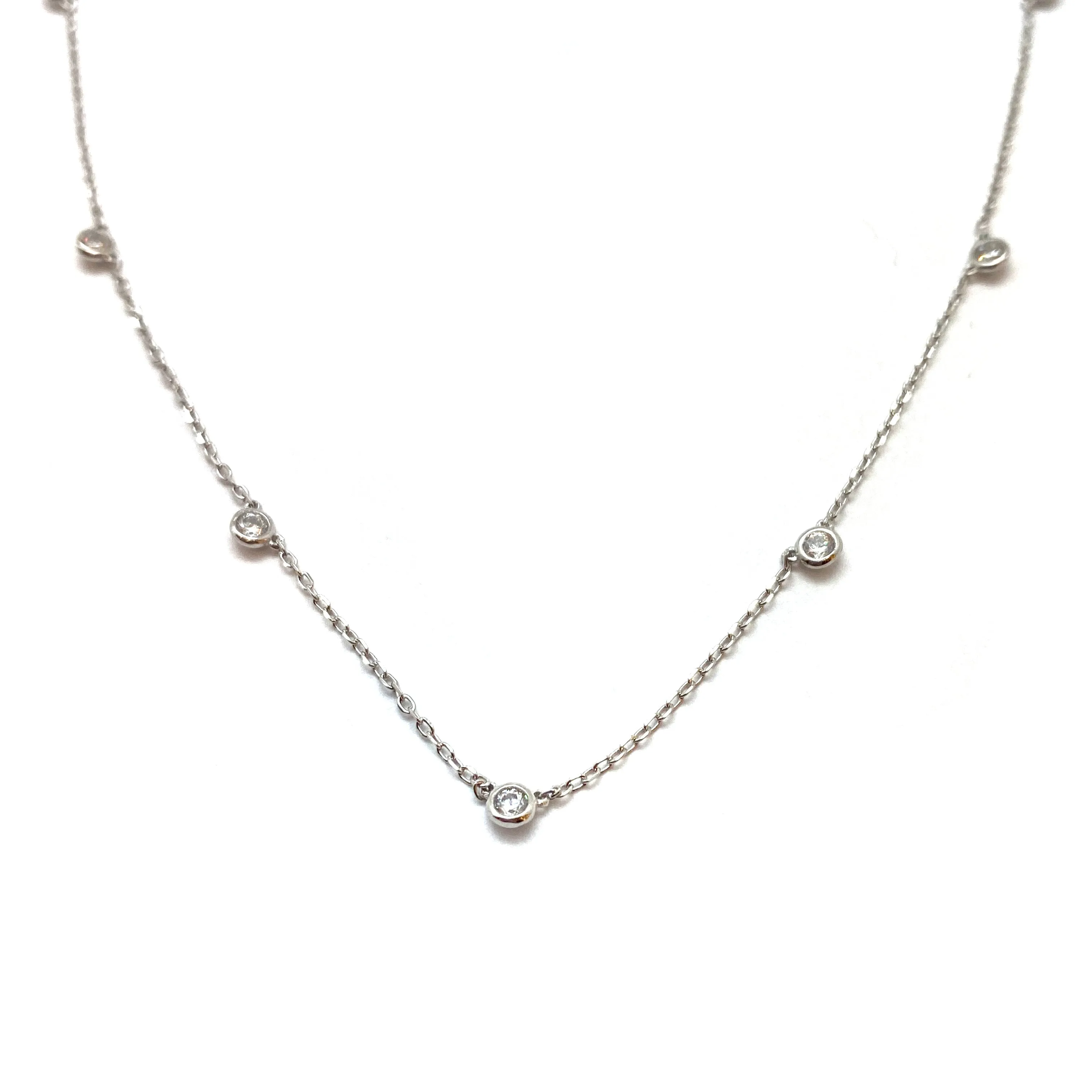 Cubic Zirconia Station Necklace