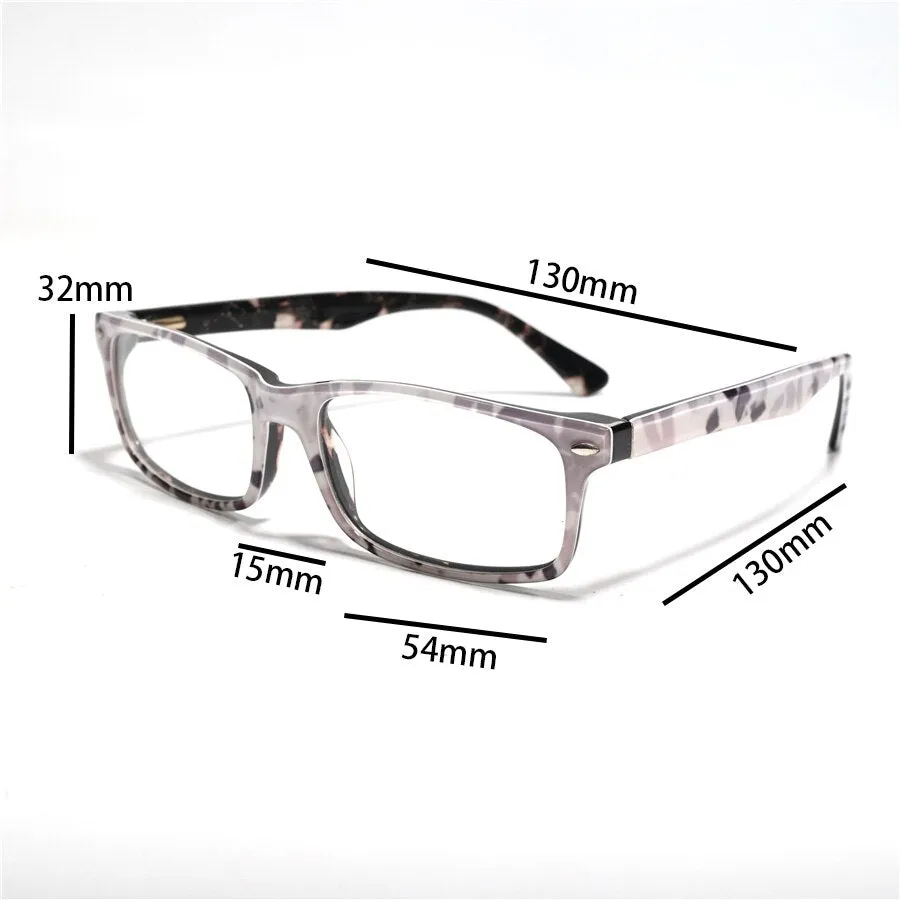 Cubojue Unisex Full Rim Square Tr 90 Titanium Presbyopic Reading Glasses 07131p