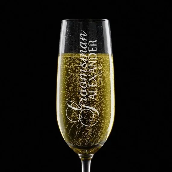 Custom Bridesmaid & Groomsmen Personalized Wedding Glasses-Flute