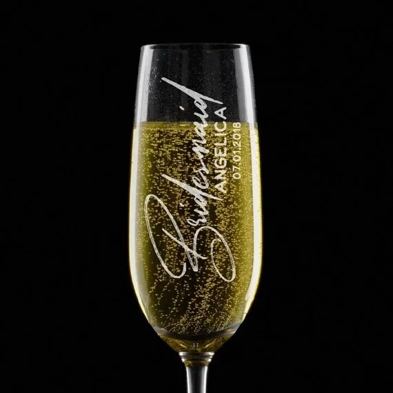 Custom Bridesmaid & Groomsmen Personalized Wedding Glasses-Flute