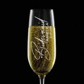 Custom Bridesmaid & Groomsmen Personalized Wedding Glasses-Flute