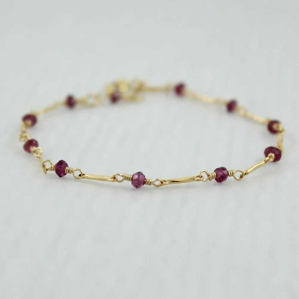 Dapped Bar & Gemstone Chain Bracelet