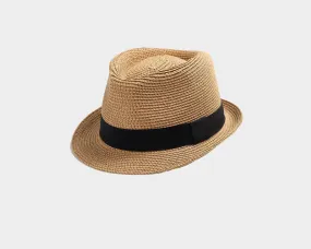 Dark Tan Short Brim Fedora Hat - The St.Tropez