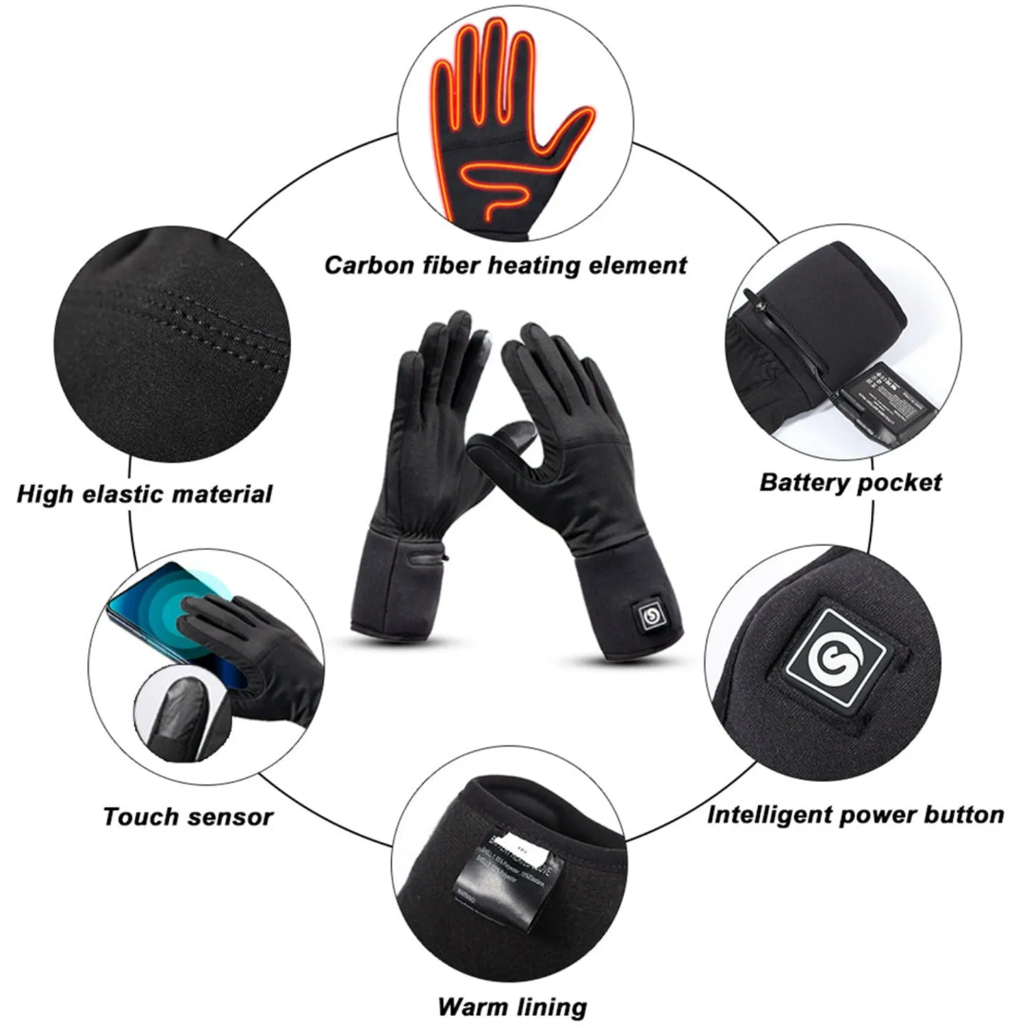 Day Wolf Top touch screen performance Slim Heated Liners Gloves