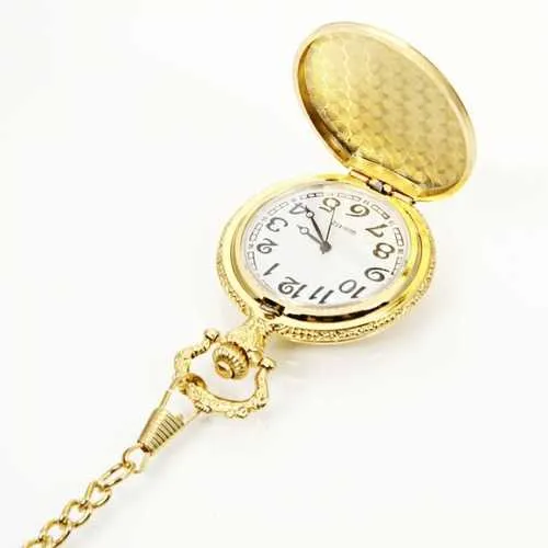 DEFFRUN Vintage Sailing Boat Pattern Quartz Pocket Watch