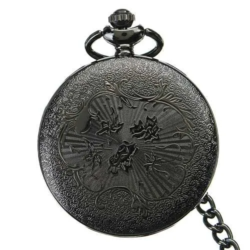 DEFFUN Vintage Hollow Roman Flower Alloy Pocket Watch