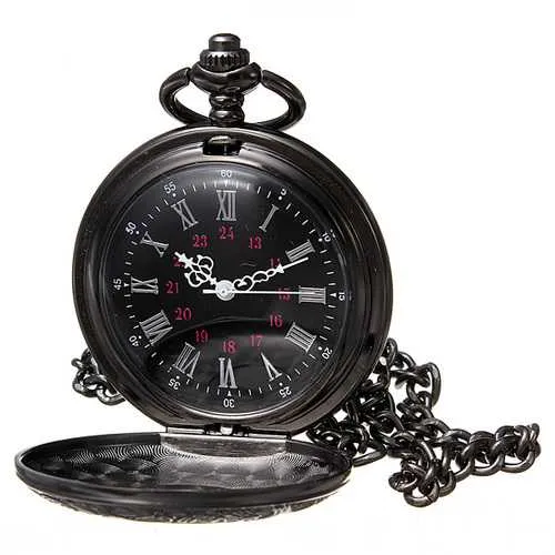 DEFFUN Vintage Hollow Roman Flower Alloy Pocket Watch