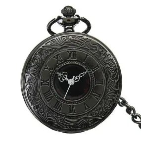 DEFFUN Vintage Hollow Roman Flower Alloy Pocket Watch