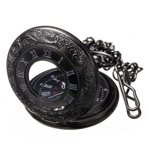 DEFFUN Vintage Hollow Roman Flower Alloy Pocket Watch