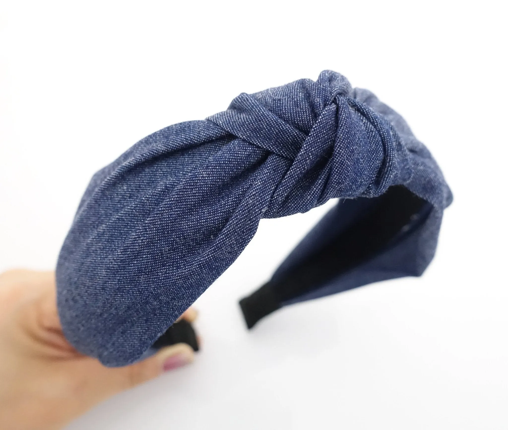 denim knotted headband casual blue jean fabric hairband woman hair accessory