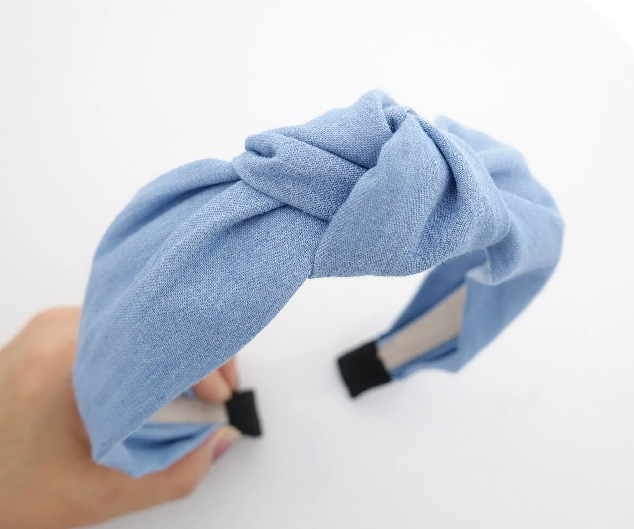 denim knotted headband casual blue jean fabric hairband woman hair accessory