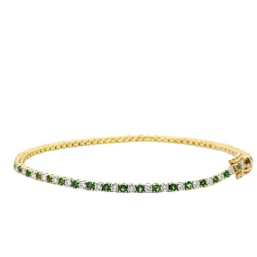 Diamond and Green Tsavorite Garnet Tennis Bracelet