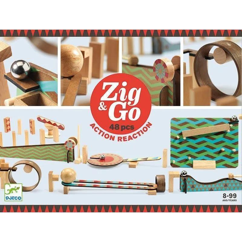 Djeco - Zig & Go Action Reaction Construction Game - 48 pieces - Big Boum Wall