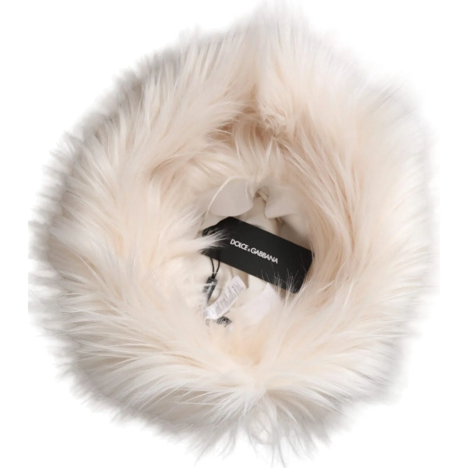 Dolce & Gabbana White Acrylic Fur Womens Bucket Hat