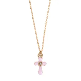 Doris - Pink Cross Enamel Necklace