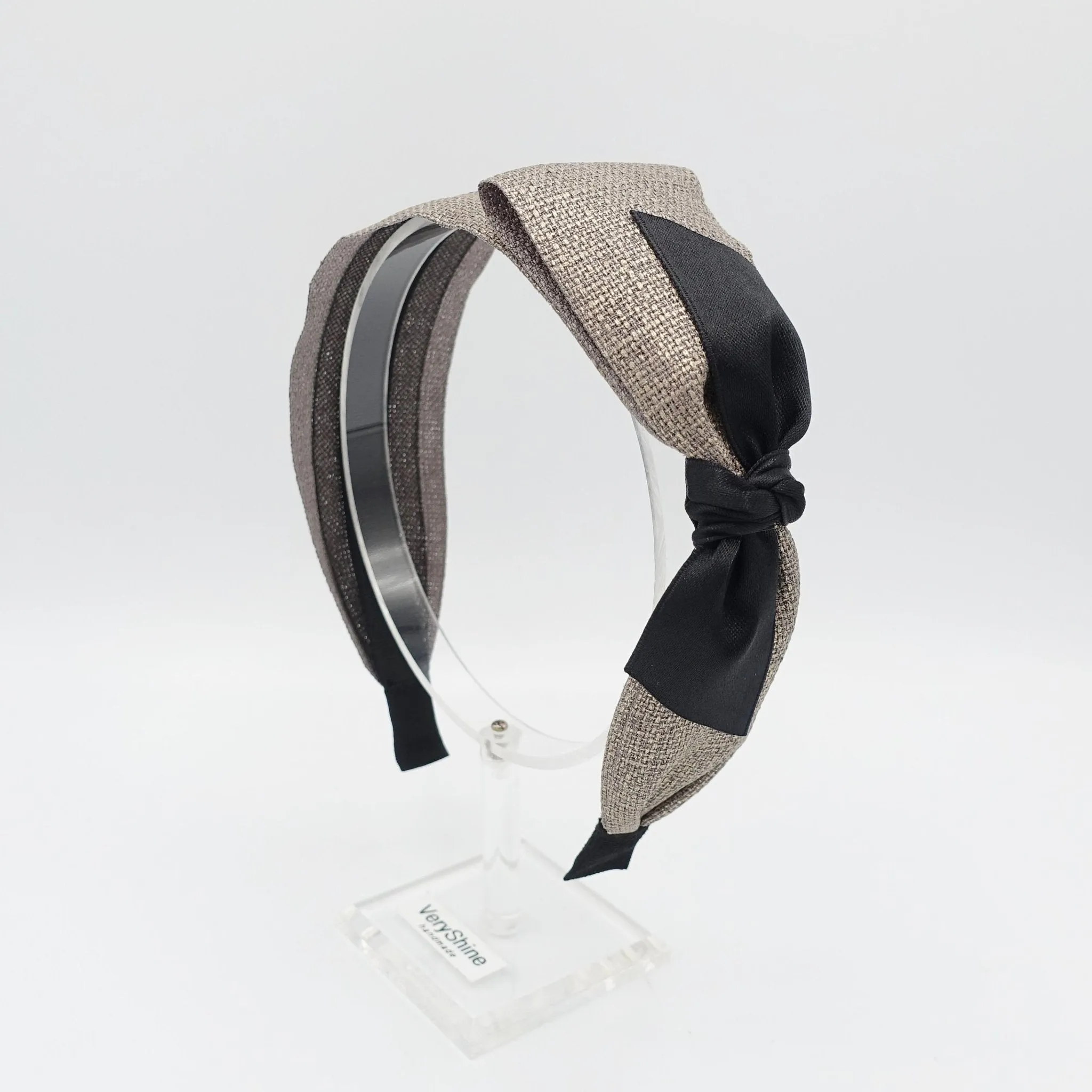 double bow knotted headband black bow layered hairband