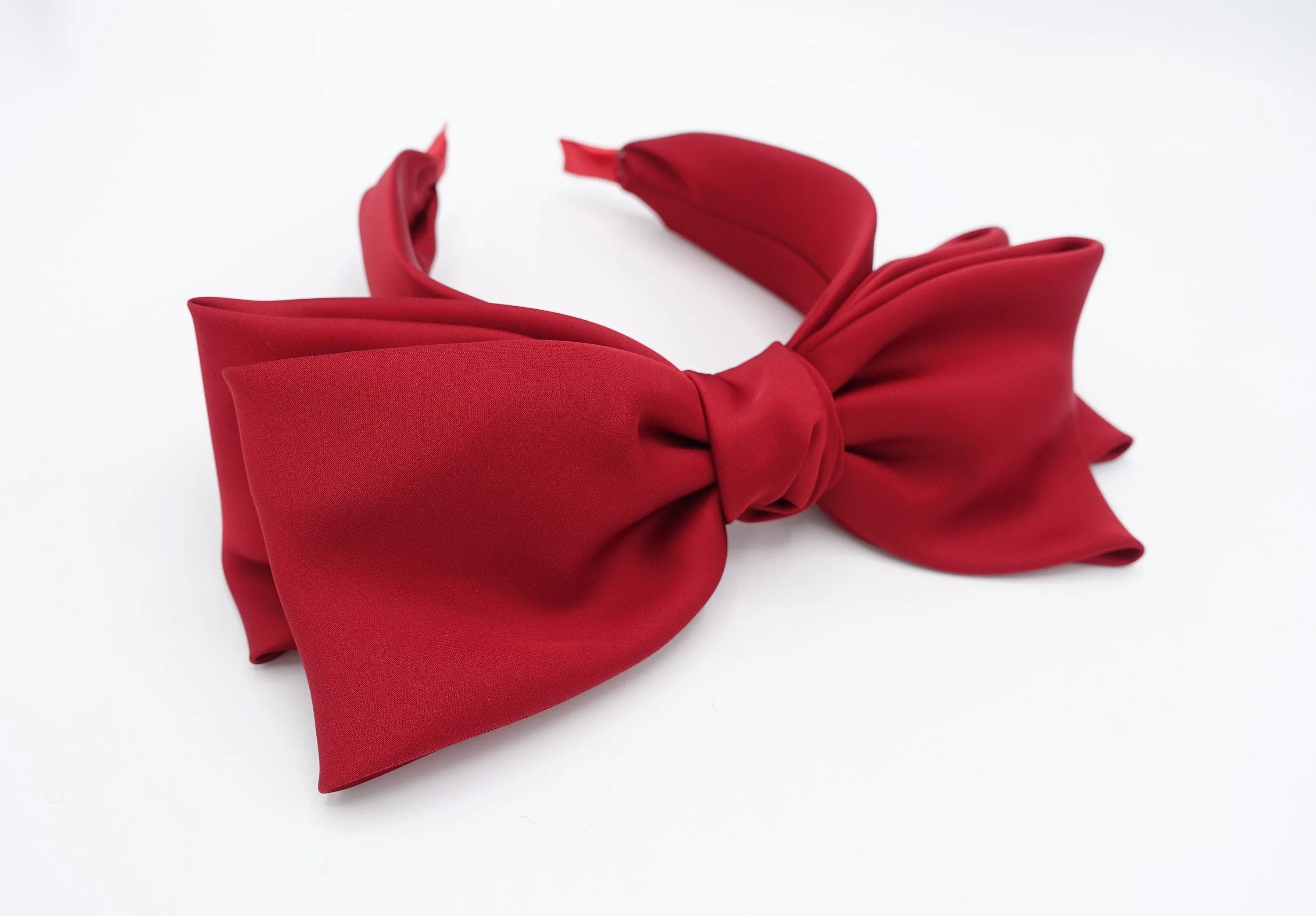 double layered satin bow headband glossy hairband for women