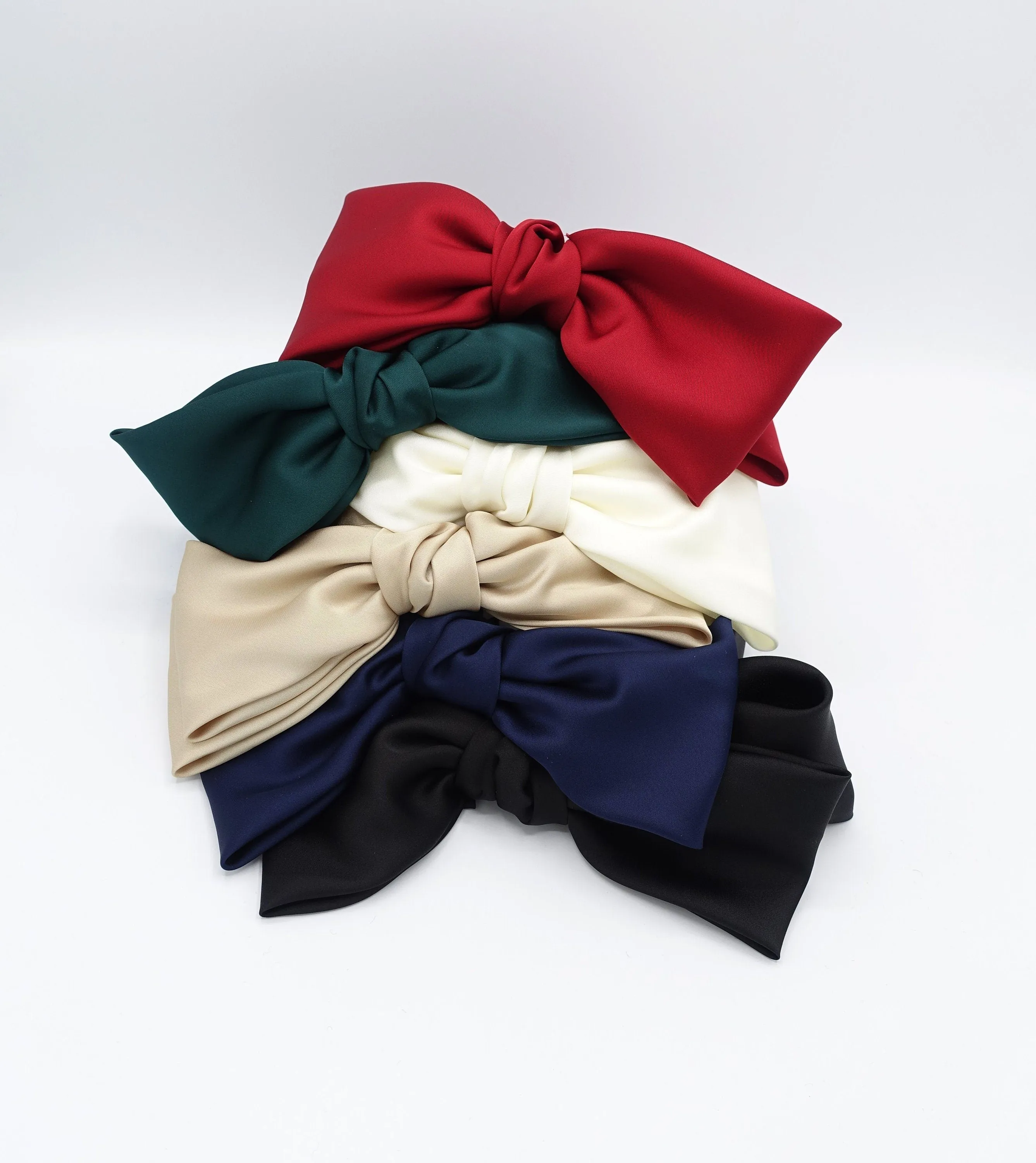 double layered satin bow headband glossy hairband for women