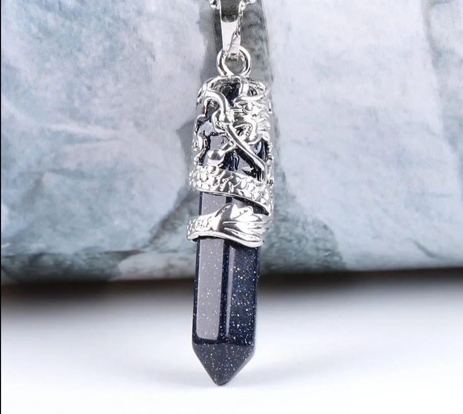 Dragon Necklace Quartz Necklaces Natural Crystal Stone Hexagonal Prism Ethnic Pendant Necklace