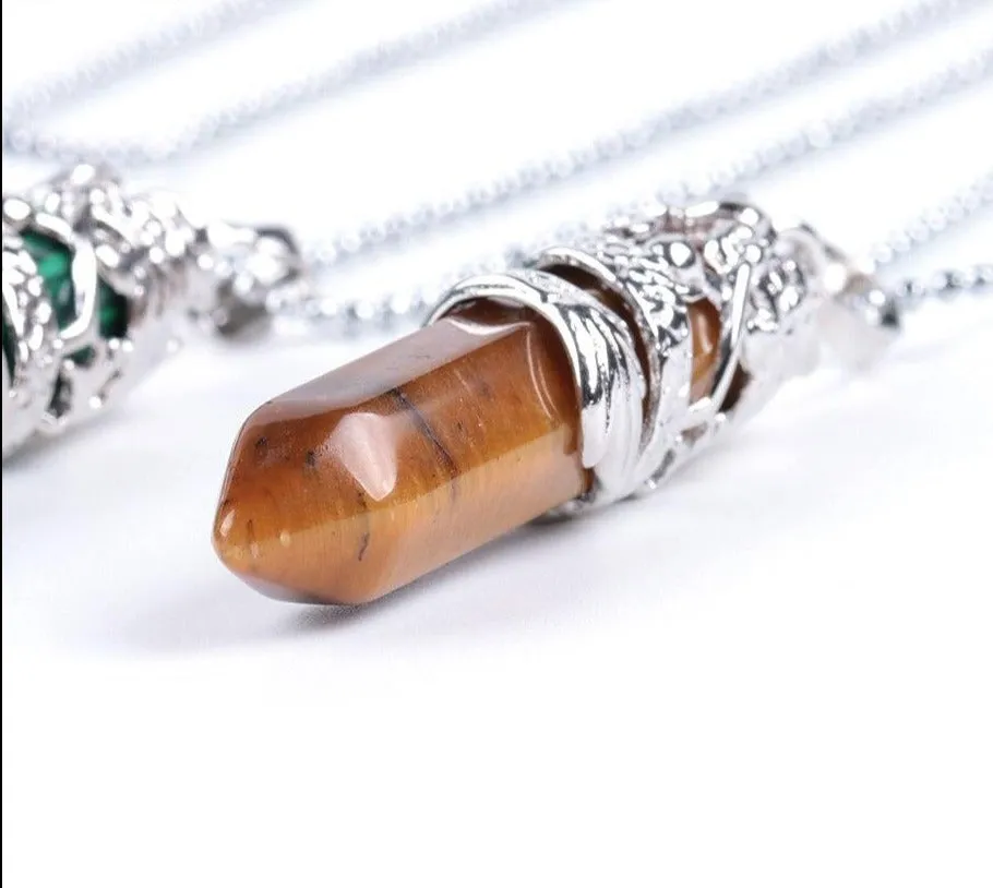 Dragon Necklace Quartz Necklaces Natural Crystal Stone Hexagonal Prism Ethnic Pendant Necklace