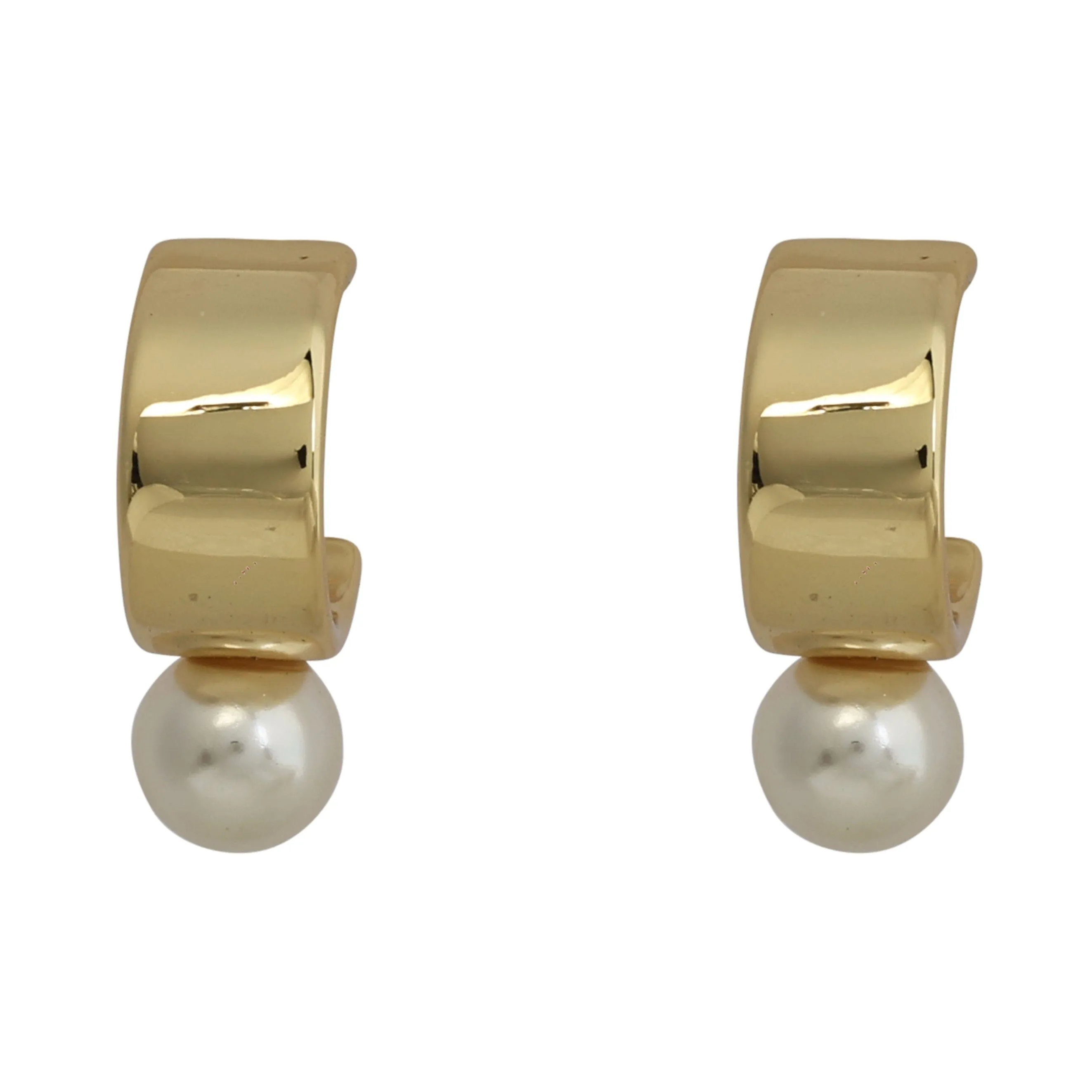 DROP PEARL SEMI CIRCLE GOLD EARRINGS