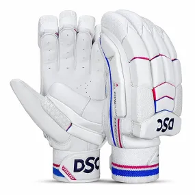 DSC Intense Passion Men's Leather Cricket Batting Gloves (Right Hand) – White/Red/Blue