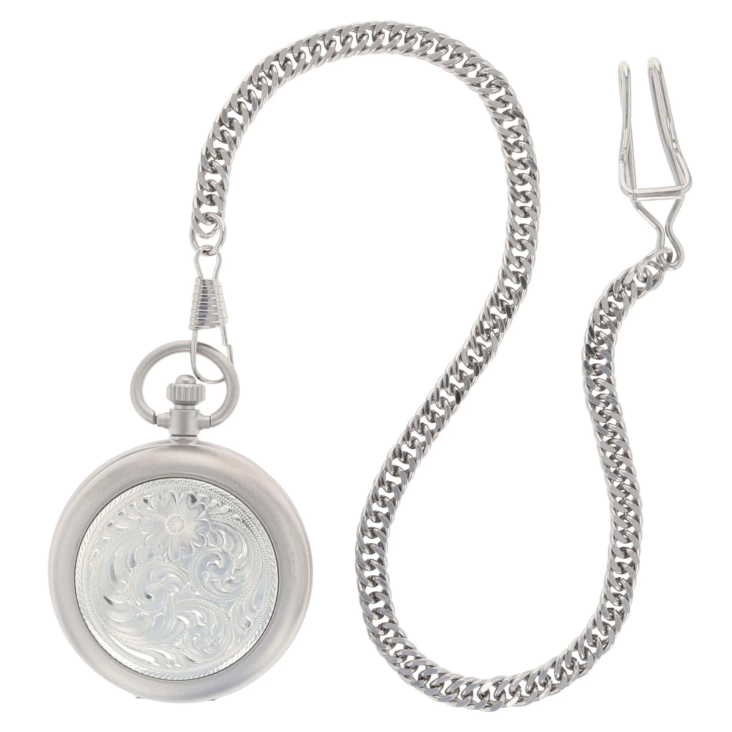 Engraved Silver, Small Silver Inlay, Pocket Watch - Montana Silversmiths