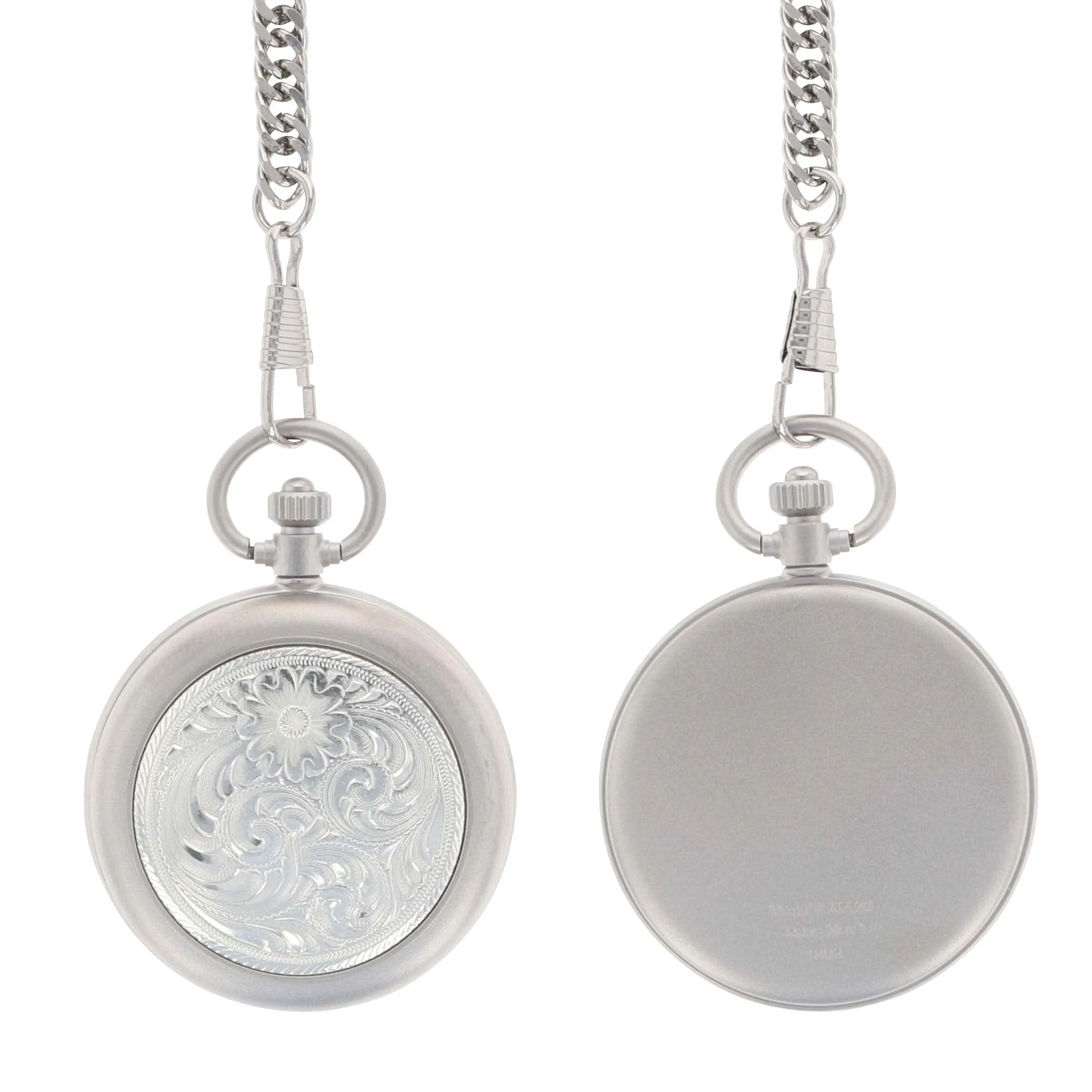 Engraved Silver, Small Silver Inlay, Pocket Watch - Montana Silversmiths