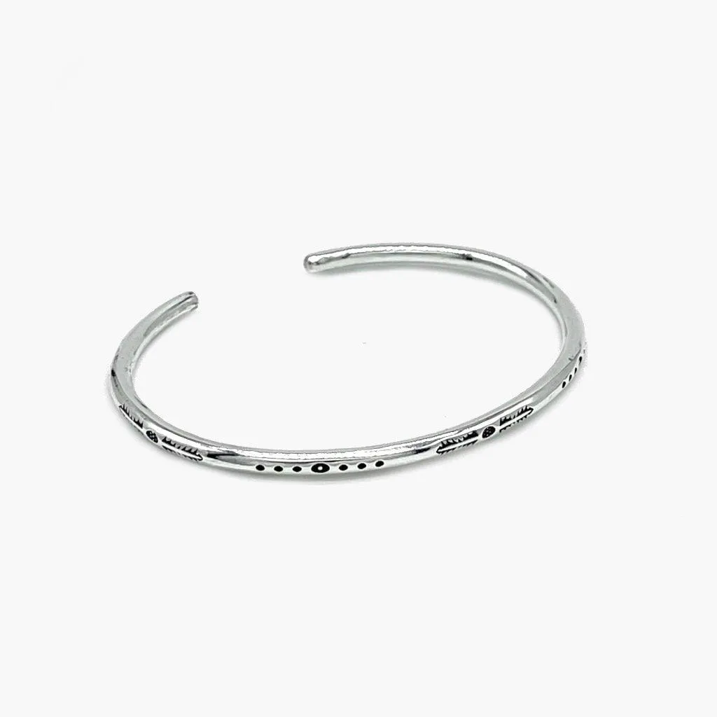 Ethnic "Aztec" Silver Bangle