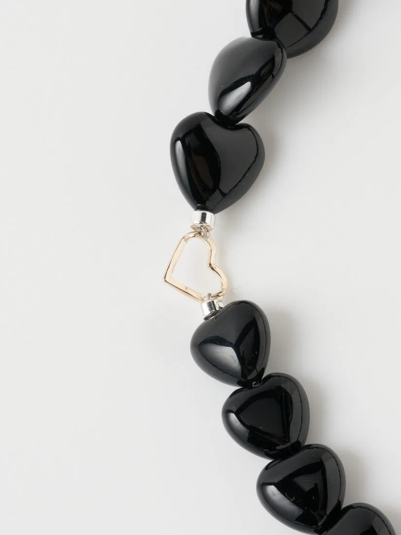 extension necklace onyx heart ネックレス