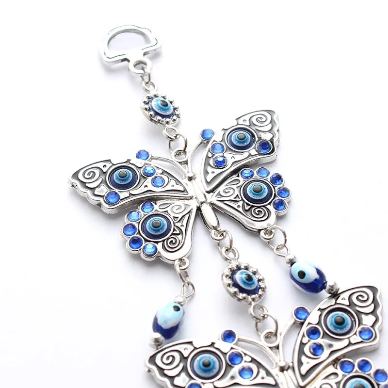 Eye Butterfly Keychain Evil Eye Wall Hanging Metal Glass Charm Pendent