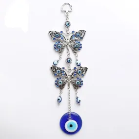 Eye Butterfly Keychain Evil Eye Wall Hanging Metal Glass Charm Pendent