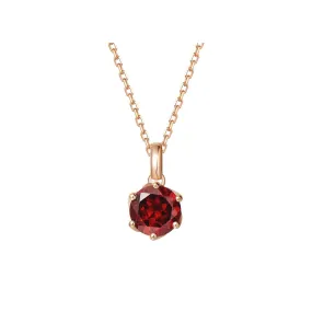 FANCIME Dark Red Garnet 14K Solid Rose Gold Necklace