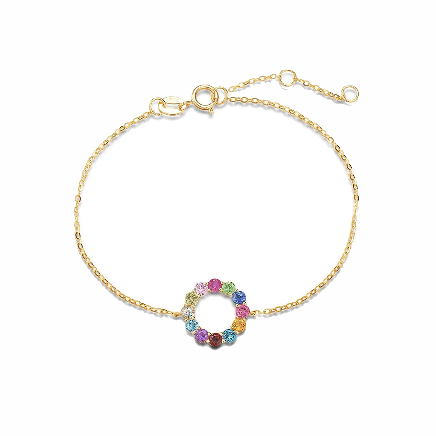 FANCIME Rainbow Open Circle 14k Gold Bracelet