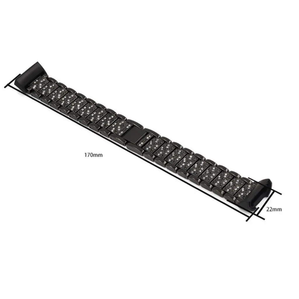 Fitbit Charge 4 / 3 rhinestone stainless steel watch strap - Black