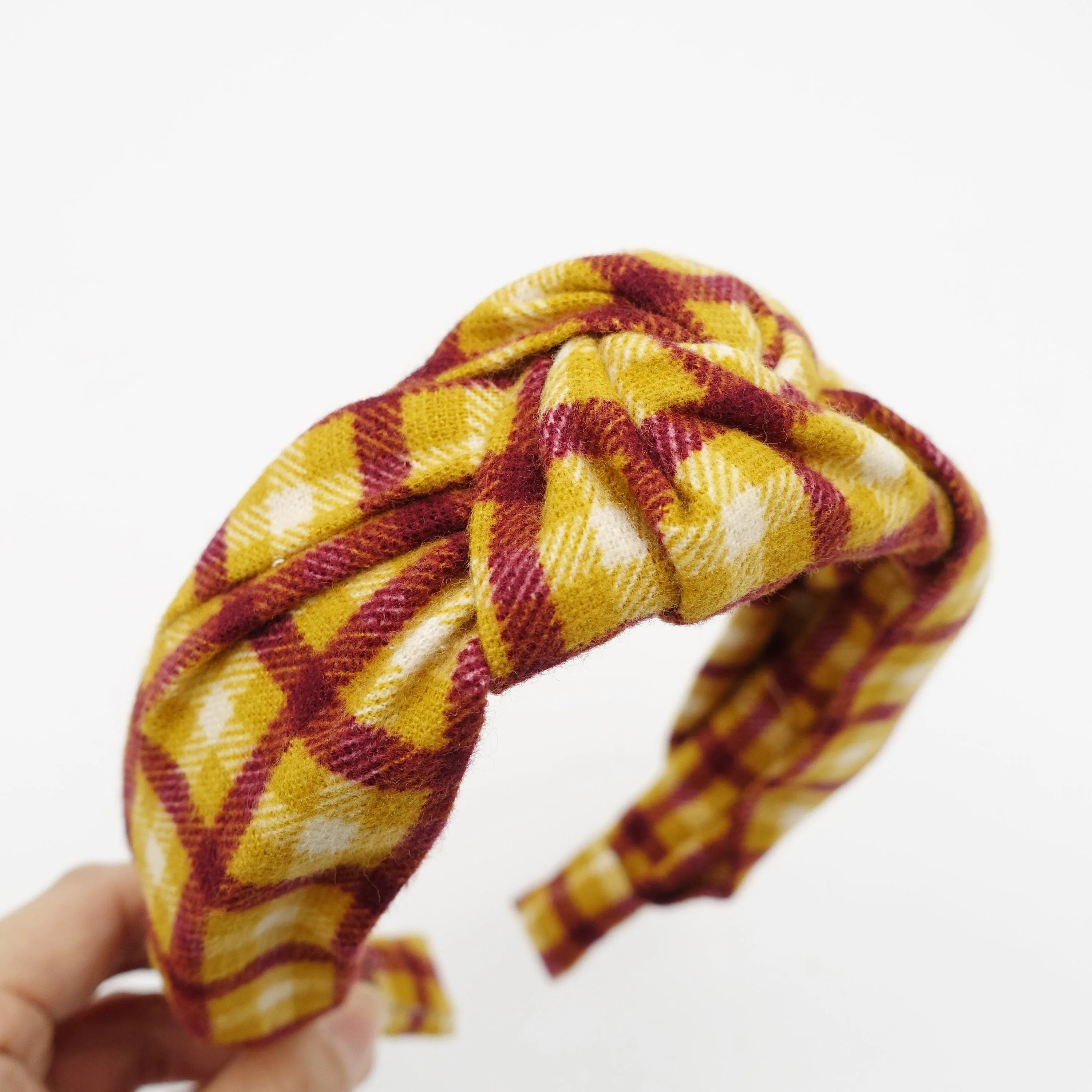 flannel knotted headband check pattern headband casual woman hairband woman hair accessories