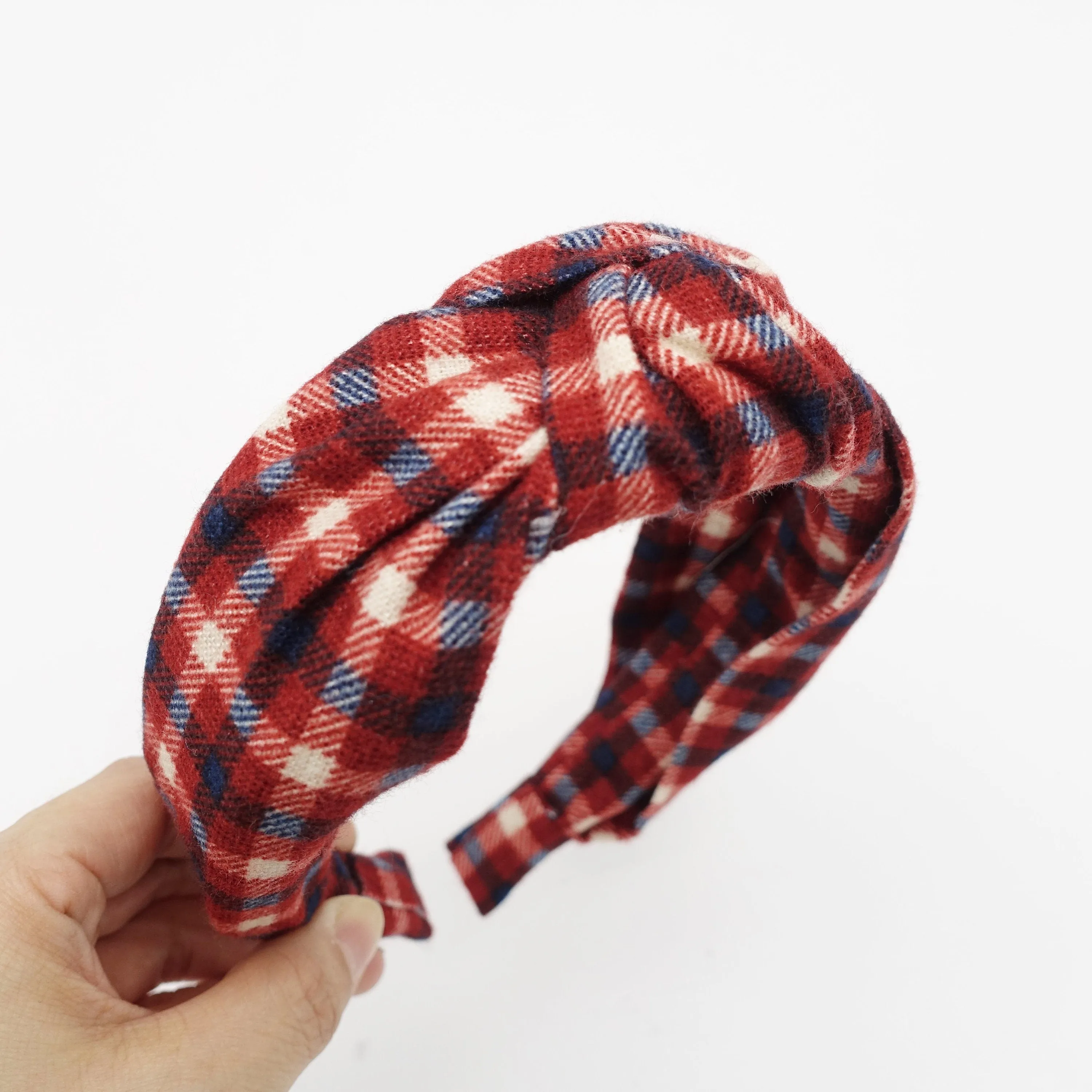 flannel knotted headband check pattern headband casual woman hairband woman hair accessories