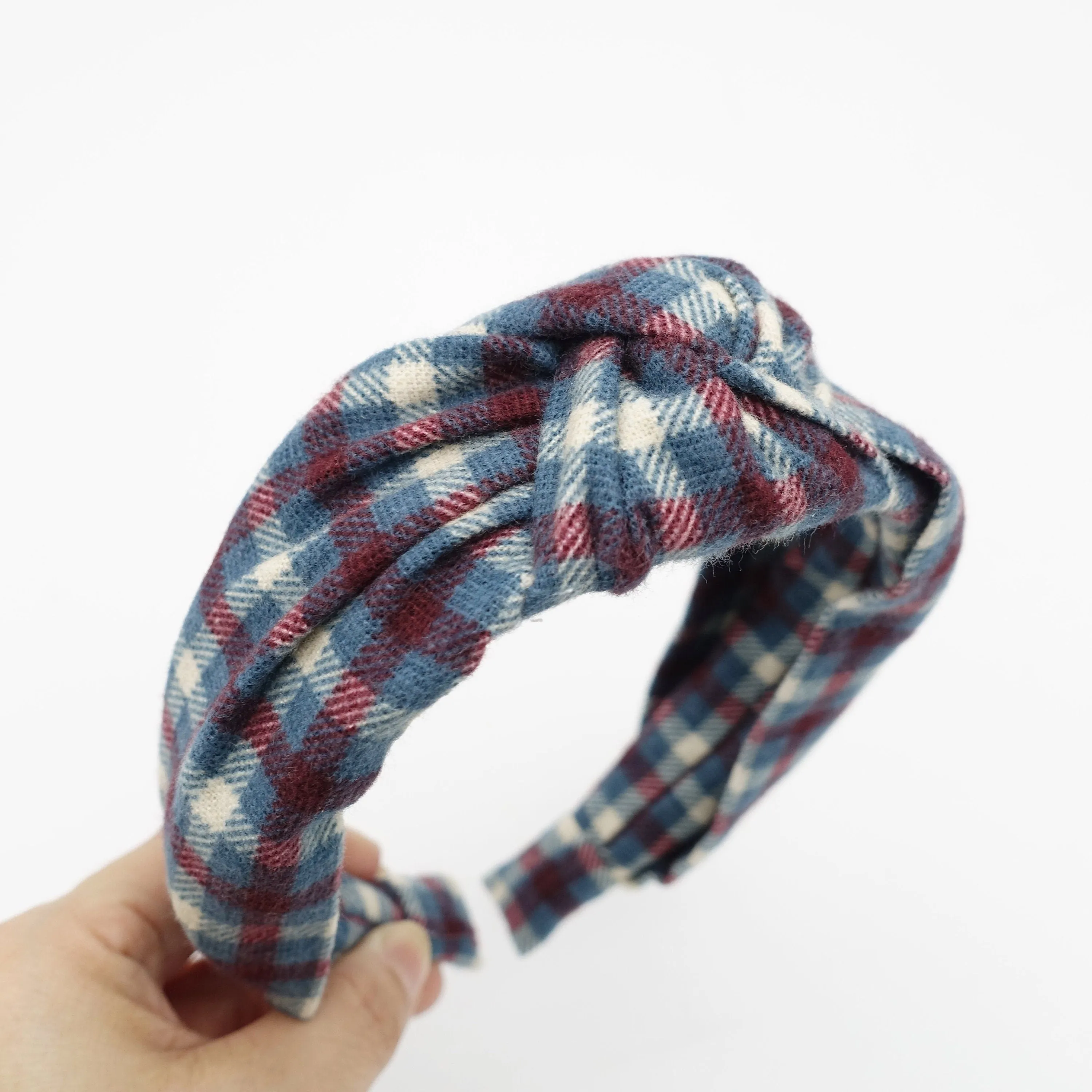 flannel knotted headband check pattern headband casual woman hairband woman hair accessories