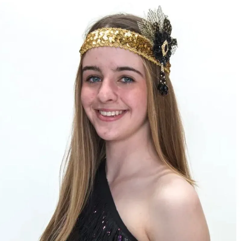 Flapper Headband - Black/Gold