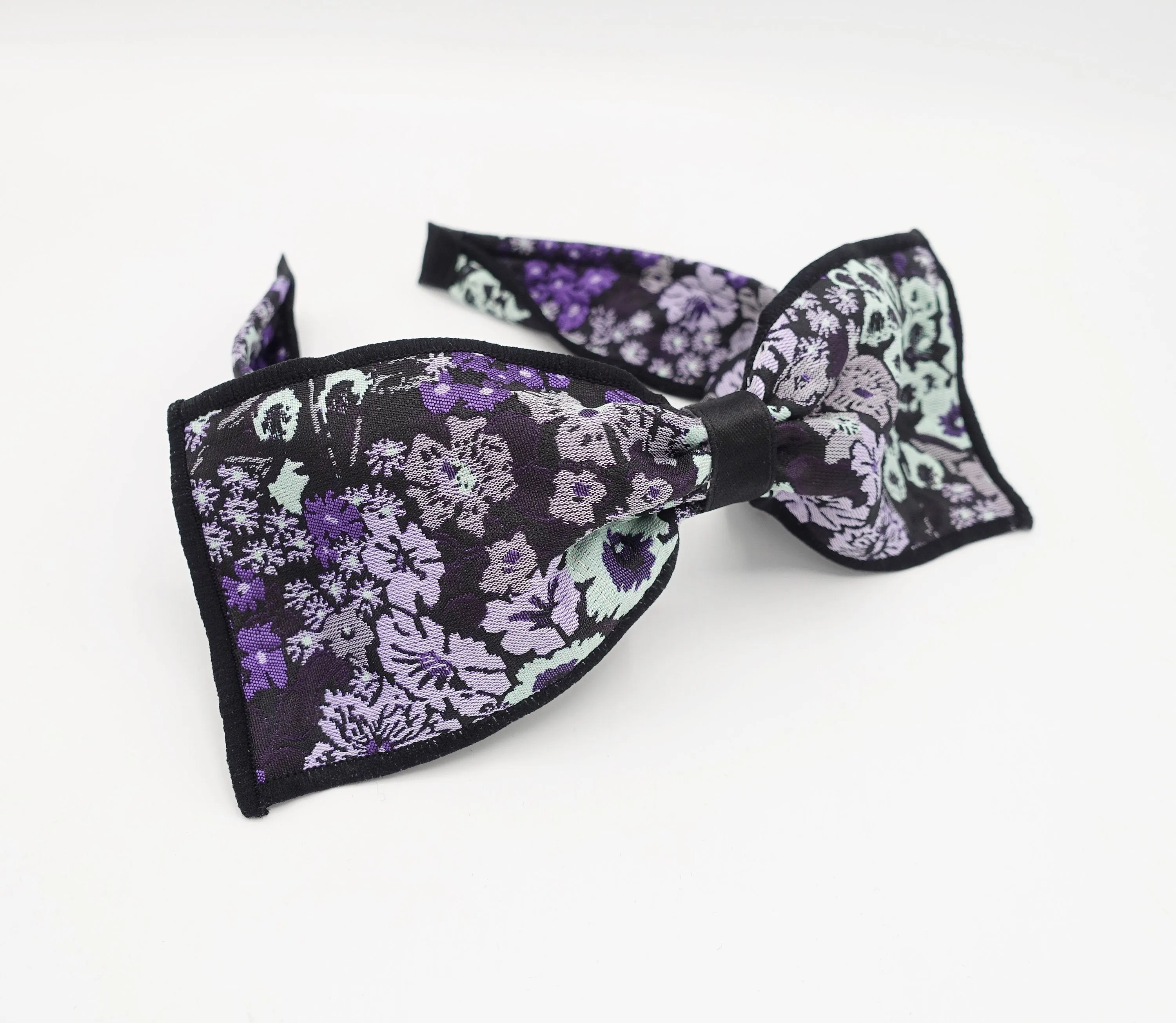 floral jacquard bow headband flower hairband for women