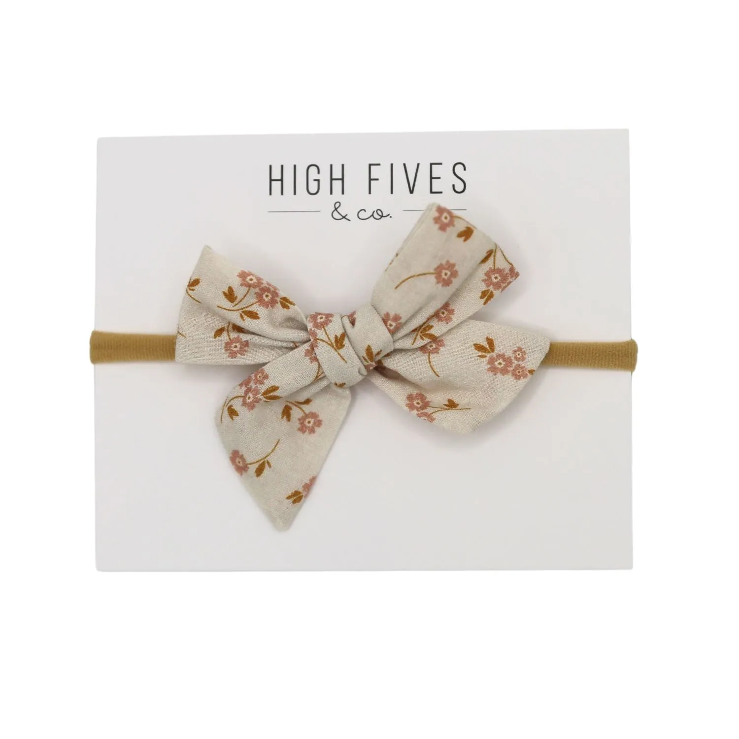 Floral Linen Bow Nylon Headband