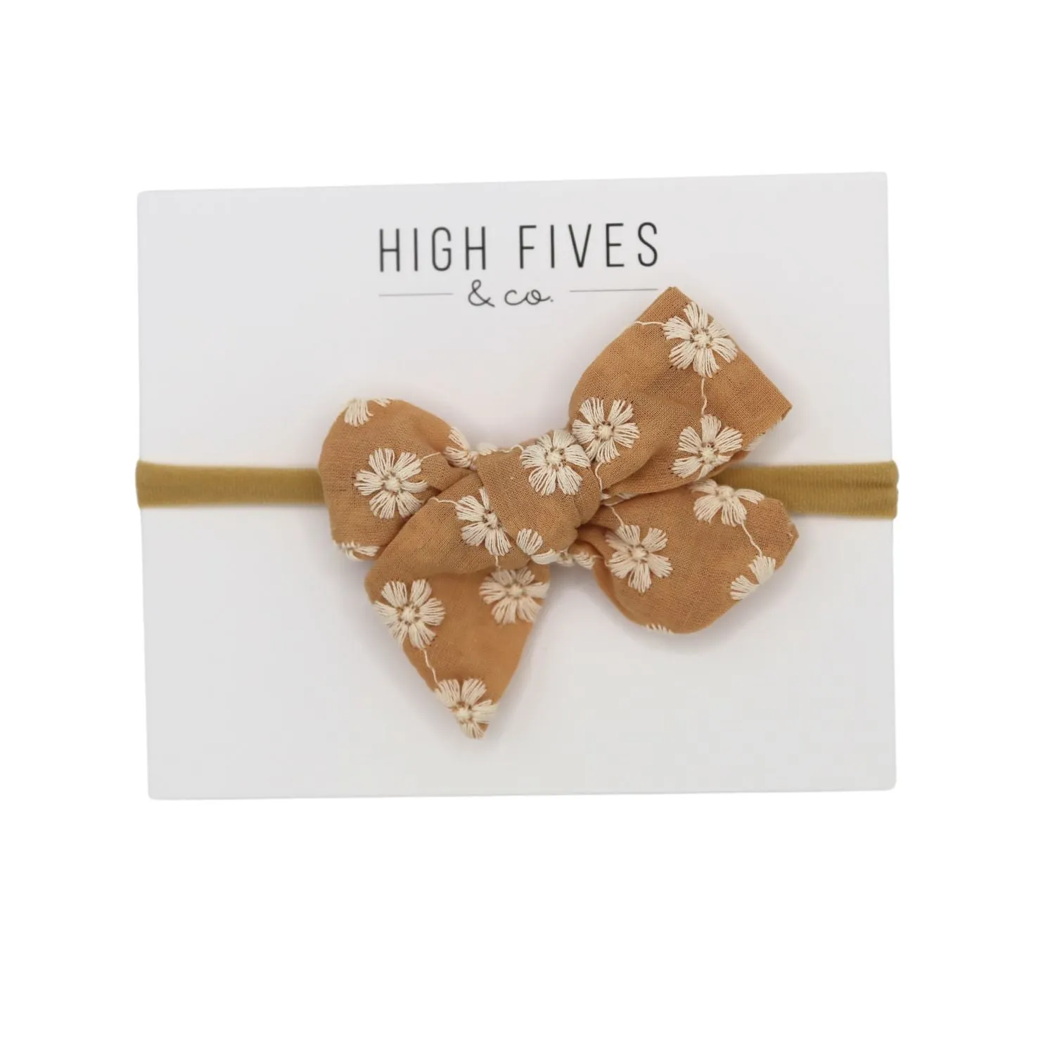 Floral Linen Bow Nylon Headband