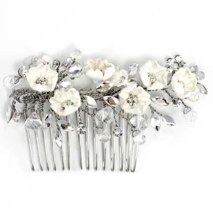 Florence Porcelain Flower Comb