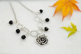 Flower and Onyx Necklace