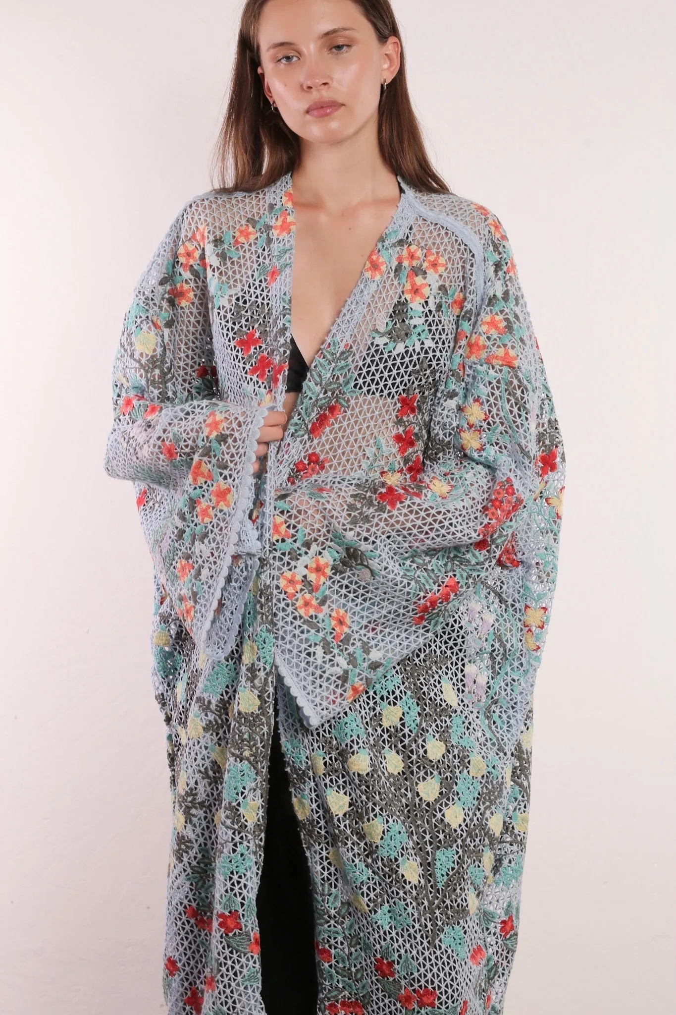 FLOWER COMB LIGHT BLUE COLOR KIMONO