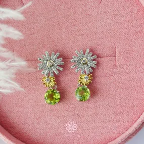 Flower Earrings Natural Peridot Drop Earrings Sterling Silver925.