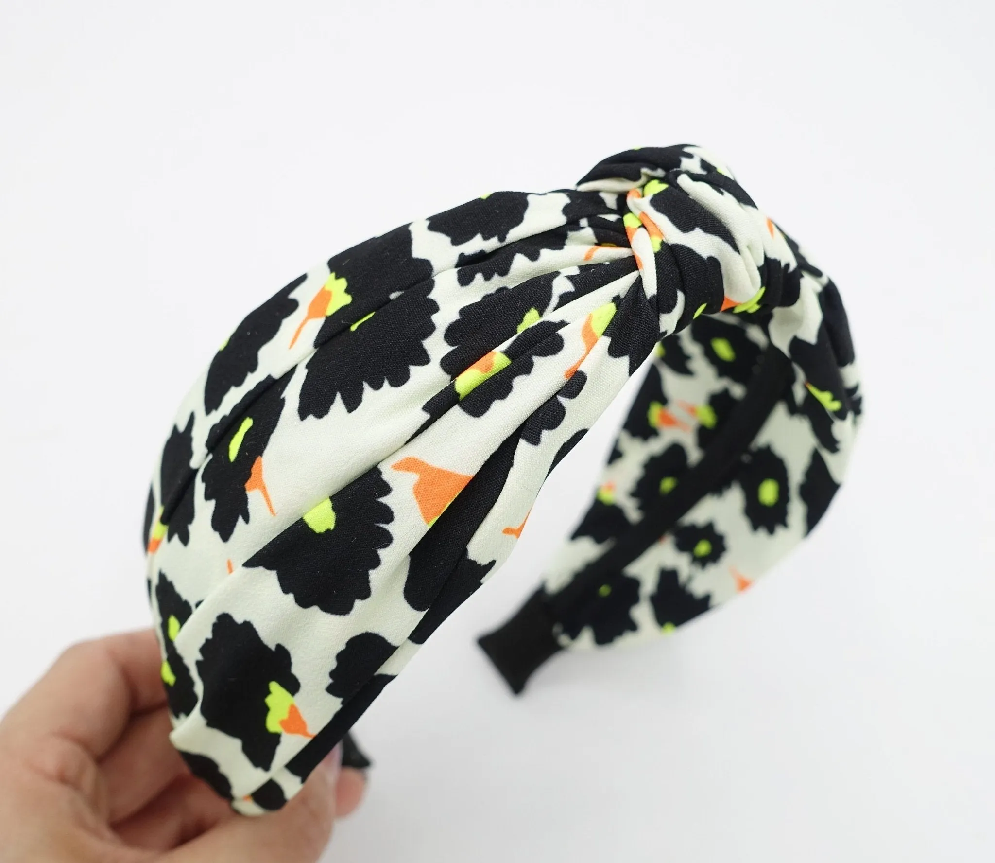 flower petal print top knot headband neon color hairband fashion hair accessory for women