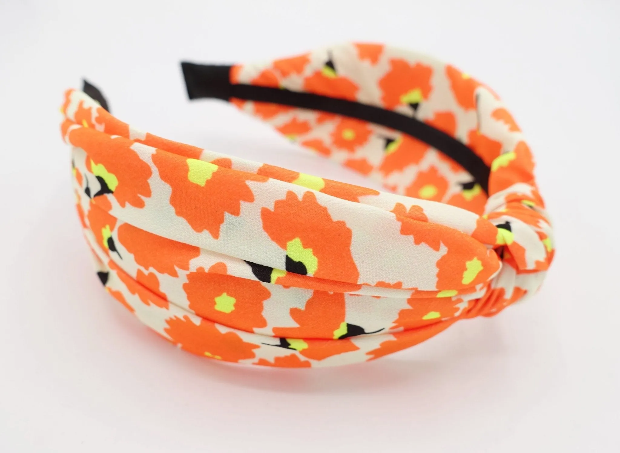 flower petal print top knot headband neon color hairband fashion hair accessory for women