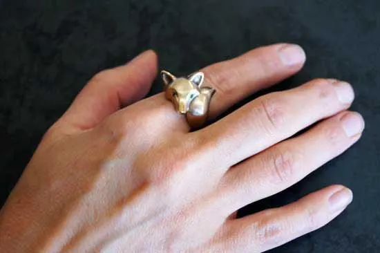 Fox Ring High Polish Finish Sterling Silver