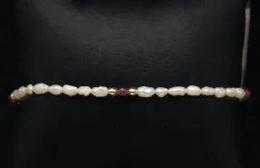 Freshwater Rice Pearl and Garnet Bracelet